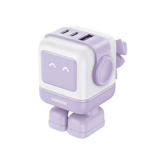 Cargador RobotGaN de 65W Serie UNO | 3 Puertos de Carga Rápida | 2 USB-C | 1 USB-A | PD 3.0 | QC 4.0 | Carga Inteligente |...