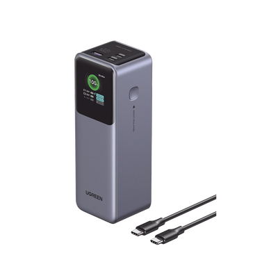 Power Bank de 25000mAh | 3 Salidas 200W Max. | USB-A + 2 USB-C | PD 3.0, QC3.0 | FCP | SCP | Pantalla Inteligente | Carcas...