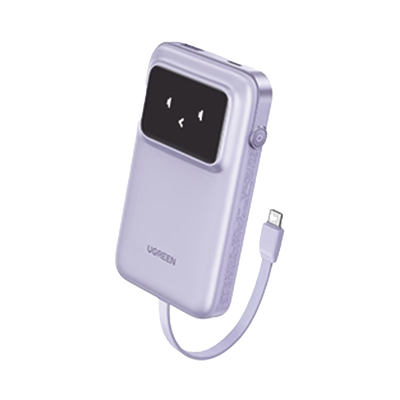 Power Bank Serie Uno |  10000mAh | 30W |  con Cable USB-C Incorporado | 2 Salidas 30W Max. | Pantalla Inteligente | Carcas...