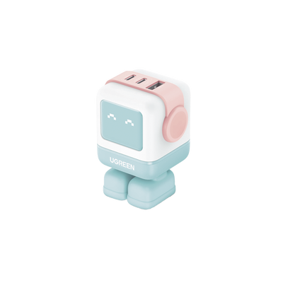 Cargador RobotGaN de 65W Serie UNO | 3 Puertos de Carga Rápida | 2 USB-C | 1 USB-A | PD 3.0 | QC 4.0 | Carga Inteligente |...
