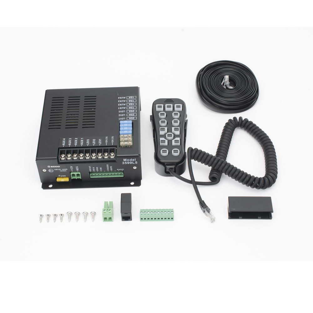 Sistema de Sirena Vehicular / 200W / Controlador Unimando 14 Botones / 7 Salidas Auxiliares / Micrófono PA / 6.2" Altura | SIERRA STORE