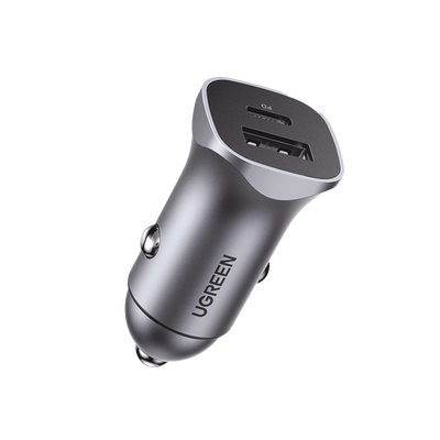 Cargador de Auto 30W | 2 Puertos USB-A y USB-C | Carga Rápida | Compatible con Vehículos de 12 y 24 VCD | PD3.0, QC4.0, SCP, 