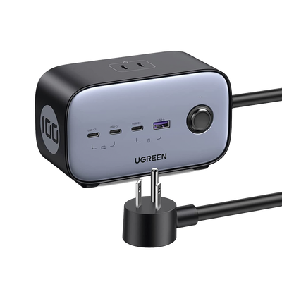 Cargador de Escritorio y Tomacorriente Múltiple | 3 Puertos USB-C | 1 Puertos USB-A | 3 Tomacorriente de CA | Tecnología G...