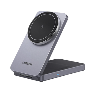 Cargador Inalámbrico 2 en 1 20W / Tecnología Qi2 15W Certificada / Carga Simultánea iPhone y AirPods / Ángulo Ajustable 70...
