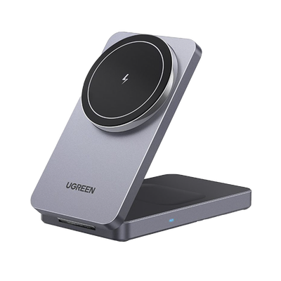 Cargador Inalámbrico 2 en 1 20W / Tecnología Qi2 15W Certificada / Carga Simultánea iPhone y AirPods / Ángulo Ajustable 70...