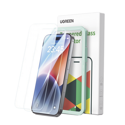 Protector de pantalla UGREEN HD con marco de instalación para iPhone 16 Pro (paquete de 2) - UGREEN