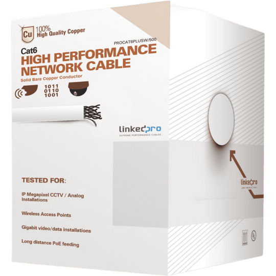 LINKEDPRO BY EPCOM - PRO-CAT-6-PLUS-W/500-V2 - LINKEDPRO BY EPCOM PRO-CAT-6-PLUS-W/500-V2 - Cable de Red UTP / Cat6+ / Calibre 23 AWG / 152 m (500 ft) / 250 MHz / Gigabit Ethernet /