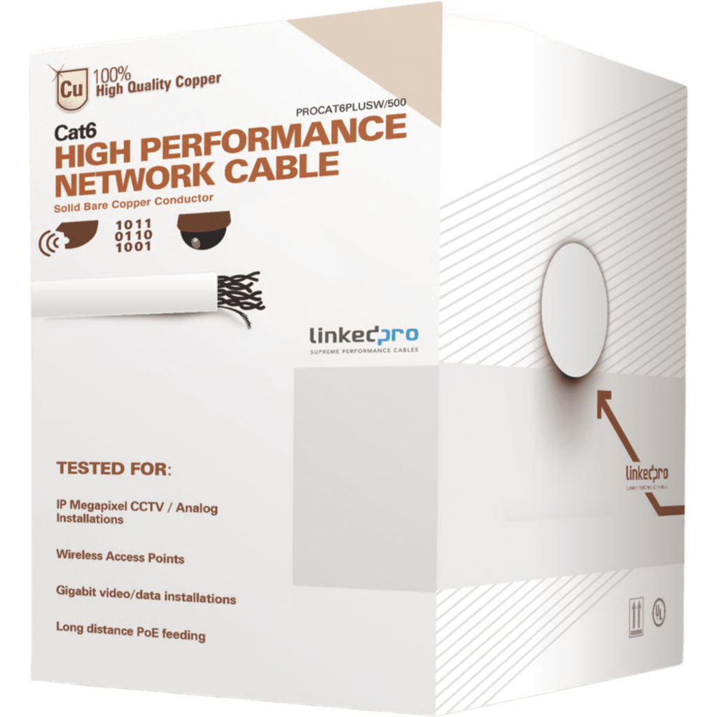LINKEDPRO BY EPCOM - PRO-CAT-6-PLUS-W/500-V2 - LINKEDPRO BY EPCOM PRO-CAT-6-PLUS-W/500-V2 - Cable de Red UTP / Cat6+ / Calibre 23 AWG / 152 m (500 ft) / 250 MHz / Gigabit Ethernet /