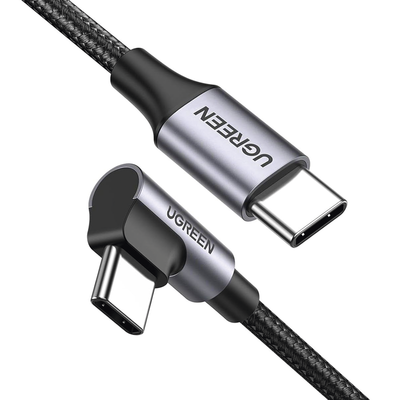 Cable USB-C a USB-C | 1 Metro (3.28 Pies) | Conector con Ángulo Recto de 90° | Carga Rápida de hasta 60W | 480 Mbps | PD3....
