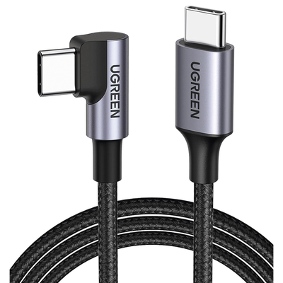 Cable USB-C a USB-C | 1 Metro (3.28 Pies) | Conector con Ángulo Recto de 90° | Carga Rápida de hasta 60W | 480 Mbps | PD3....