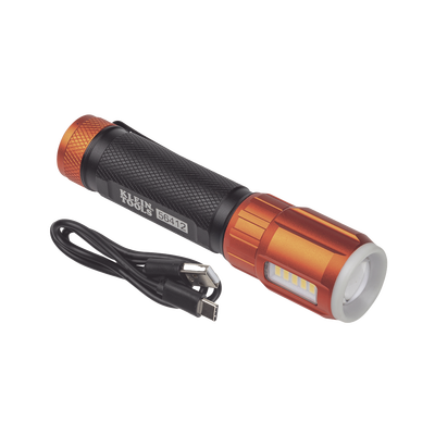 Linterna LED Portátil Recargable 500 Lúmenes con Luz Frontal y Lateral de Trabajo. Lámpara con tapa de Extremo con Imán, U...