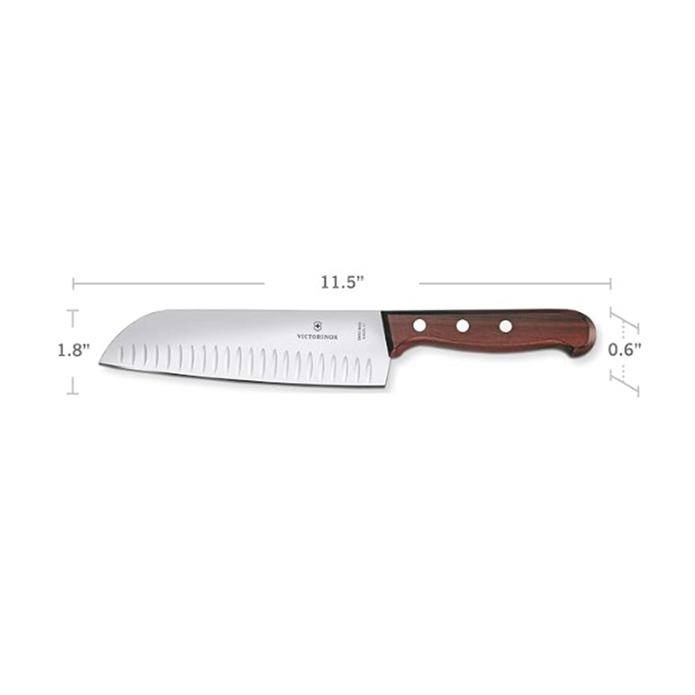 Cuchillo Santoku / Hoja 17 cm / Filo con Alvéolos / Mango de Pino Modificado / 0.103 kg / Fabricación Suiza | SIERRA STORE