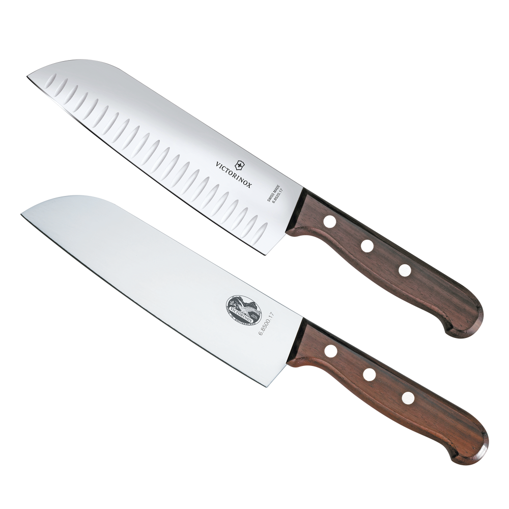 Set de 2 Cuchillos Santoku / Hoja 17 cm / Mango de Madera / Acero Inoxidable / Fabricación Suiza | SIERRA STORE