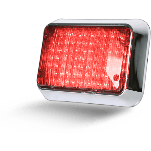 ECCO - 65BZR-NL-C3C - CD3 Connect Luz de Advertencia 8.4 x 6 Pulgadas, Rojo, Lente Transparente, Bisel Cromado