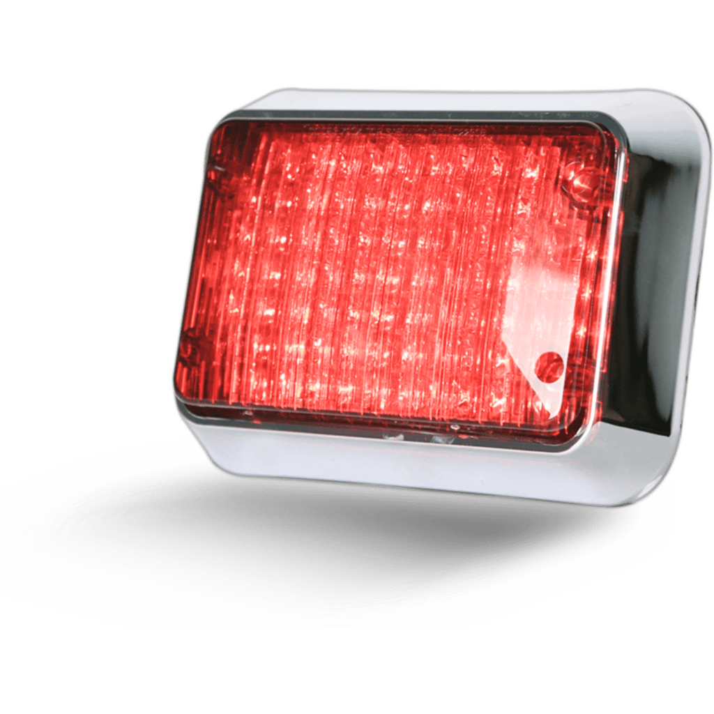 ECCO - 65BZR-NL-C3C - CD3 Connect Luz de Advertencia 8.4 x 6 Pulgadas, Rojo, Lente Transparente, Bisel Cromado