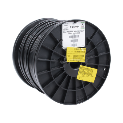 Bobina de 305 Metros (1000 Pies) Cat5e con Gel para Exterior, Color Negro, para Aplicaciones en Sistemas de Redes de Datos...