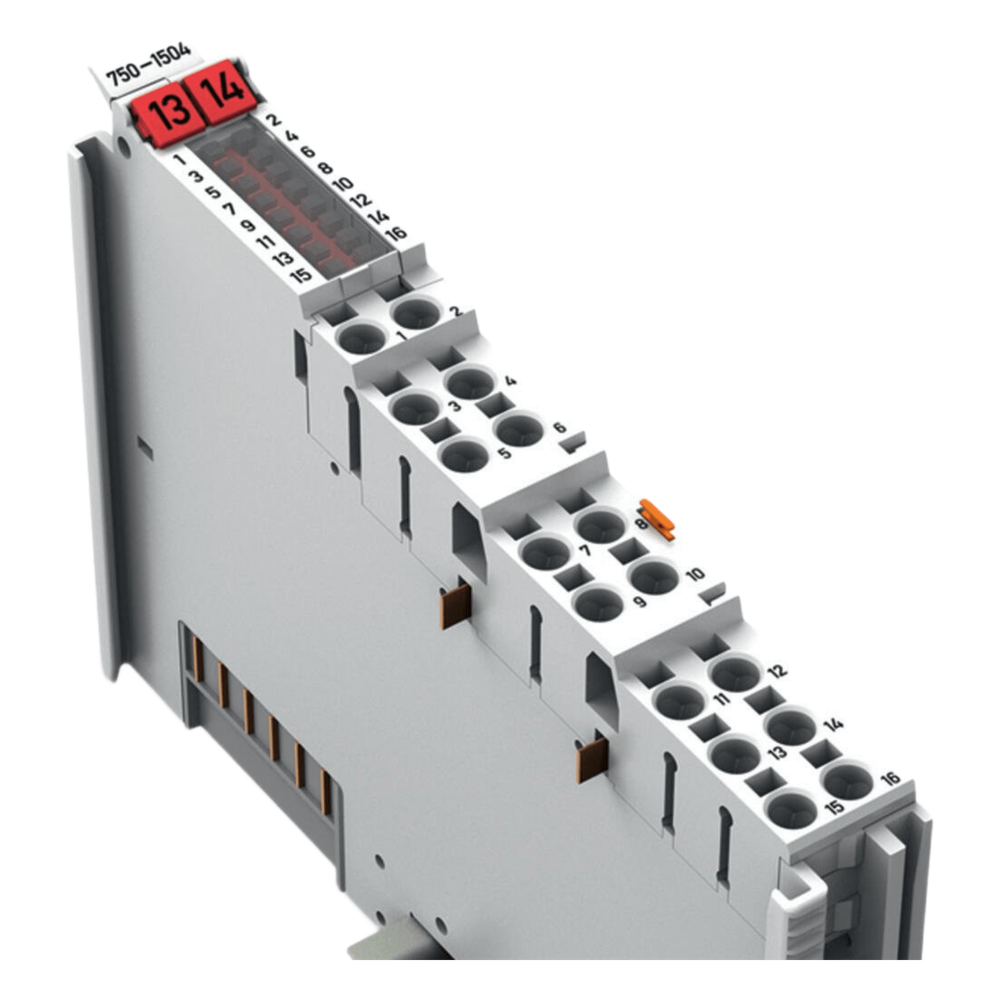 WAGO - 750-1504 - Módulo de Salida Digital / 16 Canales / 24 V DC / 0.5 A por Canal / Push-in CAGE CLAMP® / IP20 / Aislamiento Galvánico 500 kV / Carril