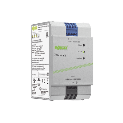 Fuente de Alimentación / 24V DC / 5A / 120W / PFC Activo / Montaje Carril DIN / IP20 / Conectores CAGE CLAMP® 4 mm² - WAGO