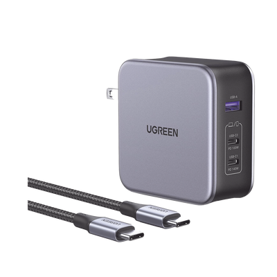 Cargador de 140W serie Nexode | 3 Puertos de Carga Rápida | 2 USB-C | 1 USB-A | Tecnología GaN II +SIC | PD3.1 / QC4.0 | T...