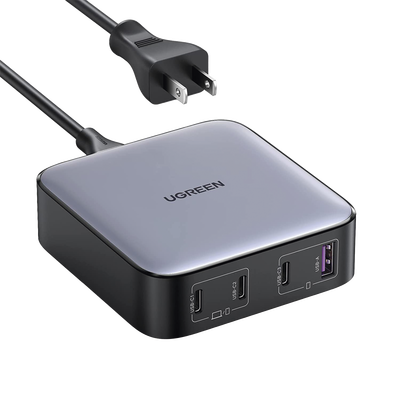 Cargador de Escritorio de 100W | 4 Puertos de Carga Rápida | 3 USB-C | 1 USB-A | Tecnología GaN II +SIC | Power Delivery 3...