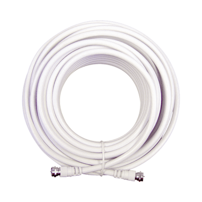 Jumper Coaxial con Cable Tipo RG-6 en Color Blanco de 6.09 Metros (20 Pies) de Longitud y Conectores F Macho en Ambos Extremo