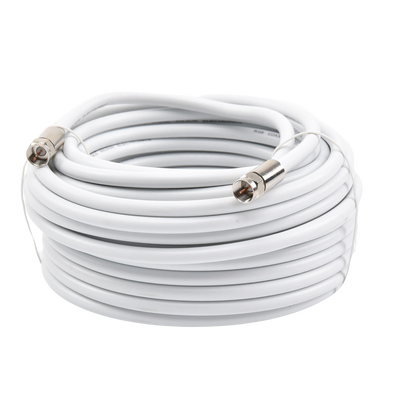 Jumper Coaxial con Cable Tipo RG-6 en Color Blanco de 15.24 Metros (50 Pies) de Longitud y Conectores F Macho en Ambos Ext...