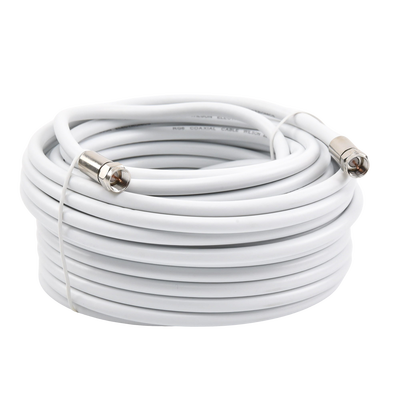 Jumper Coaxial con Cable Tipo RG-6 en Color Blanco de 15.24 Metros (50 Pies) de Longitud y Conectores F Macho en Ambos Ext...