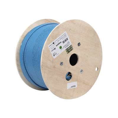 Bobina de Cable Blindado F/UTP de 4 Pares, Z-MAX, Cat6A, Soporte de Aplicaciones 10GBase-T, CMR (Riser), Color Azul, 305 M...