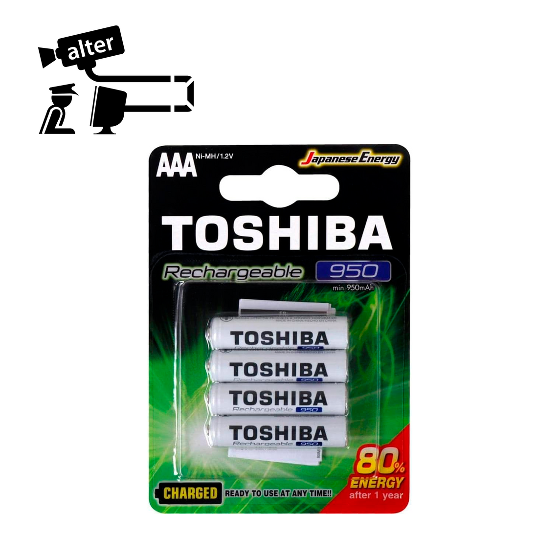 ALTER - AAA-TOSHIBA - BATERIA ZINC CARBON TOSHIBA AAA-TOSHIBA TIPO AAA 1.5V PARA USO EN CONTROLES REMOTOS Y RELOJES (PAQUETE DE 4 BATERIAS)