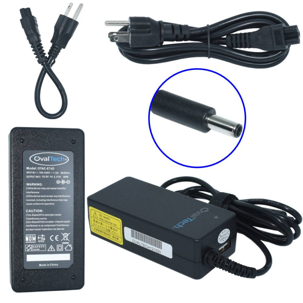 Adaptador de corriente para laptop OVALTECH 19.5V/2.31AH para DELL, Dell XPS 13 9343-4143 Notebook Dell XPS 13 L322X Ult