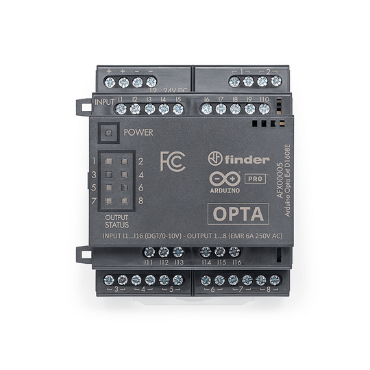 ARDUINO LLC - AFX-00005 - Módulo Expansión PLC Industrial / 16 Entradas Programables 0-24V / 8 Relés 6A 250VAC / 14 Bits / Cadena hasta 5 Módulos / IP20