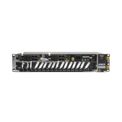 OLT Carrier Class Modular GPON, 2 Ranuras, Incluye 1 Tarjeta GPOA de 16 puertos GPON, 1 Fuente de CA, 2 UR, Gestión por UN...