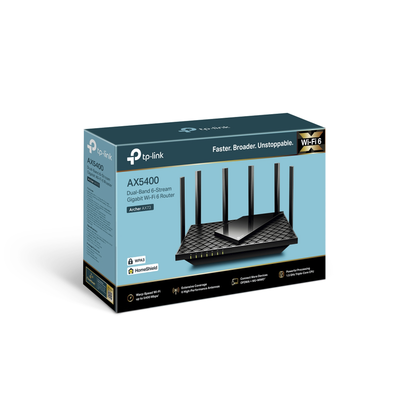 Router WiFi 6 Doble Banda / AX5400 MU-MIMO 4X4 y OFDMA / 1 puerto WAN 10/100/1000 Mbps / 4 puertos LAN 10/100/1000 Mbps / ...