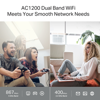 Router Inalámbrico AC 1200 / Doble Banda MU-MIMO / 1 puerto WAN 10/100/1000 Mbps / 4 puertos LAN 10/100/1000 Mbps / Compat...