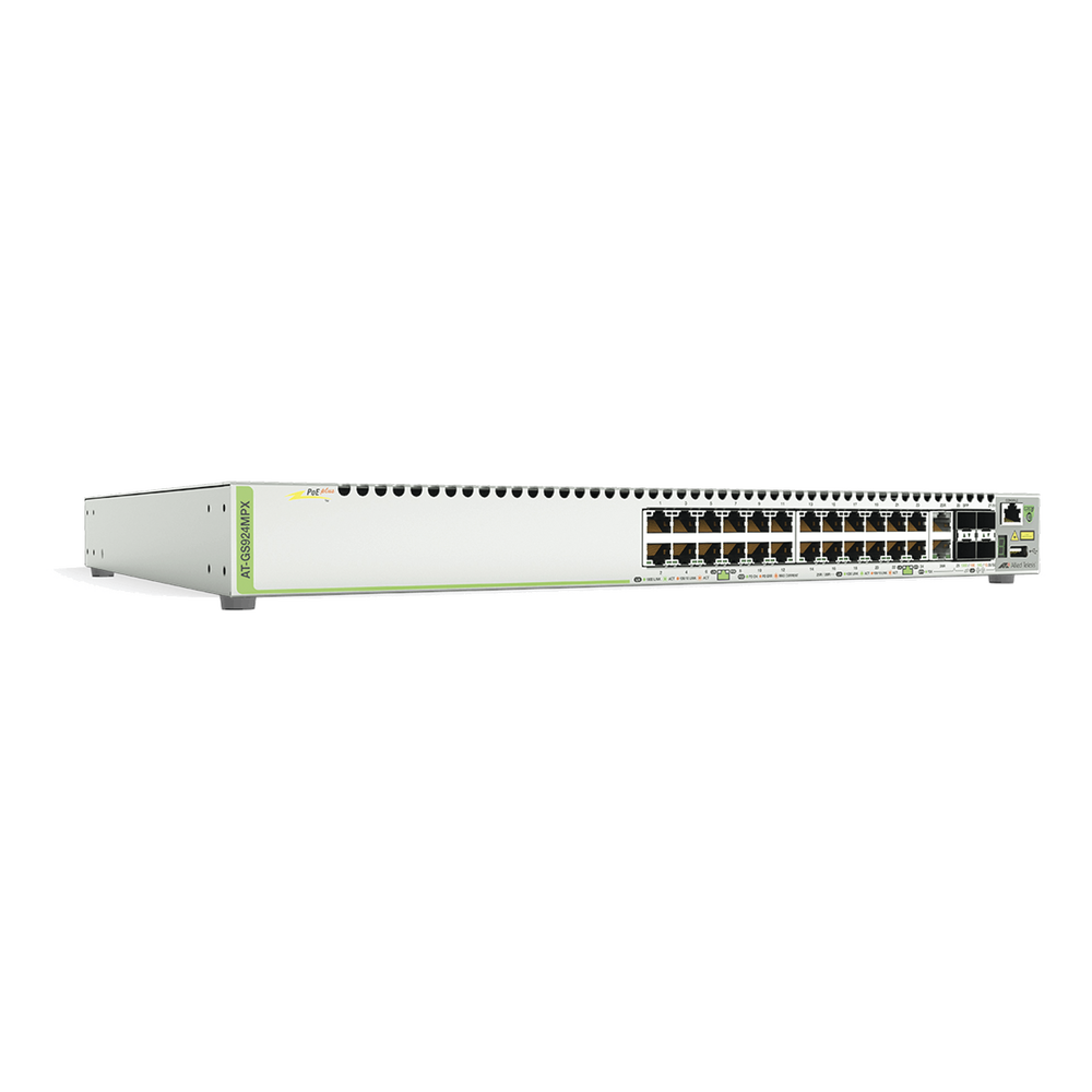 Switch PoE+ Stackeable Capa 3, 24 puertos 10/100/1000 Mbps + 2 puertos SFP Combo + 2 puertos SFP+ 10 G Stacking, 370 W | SIERRA STORE