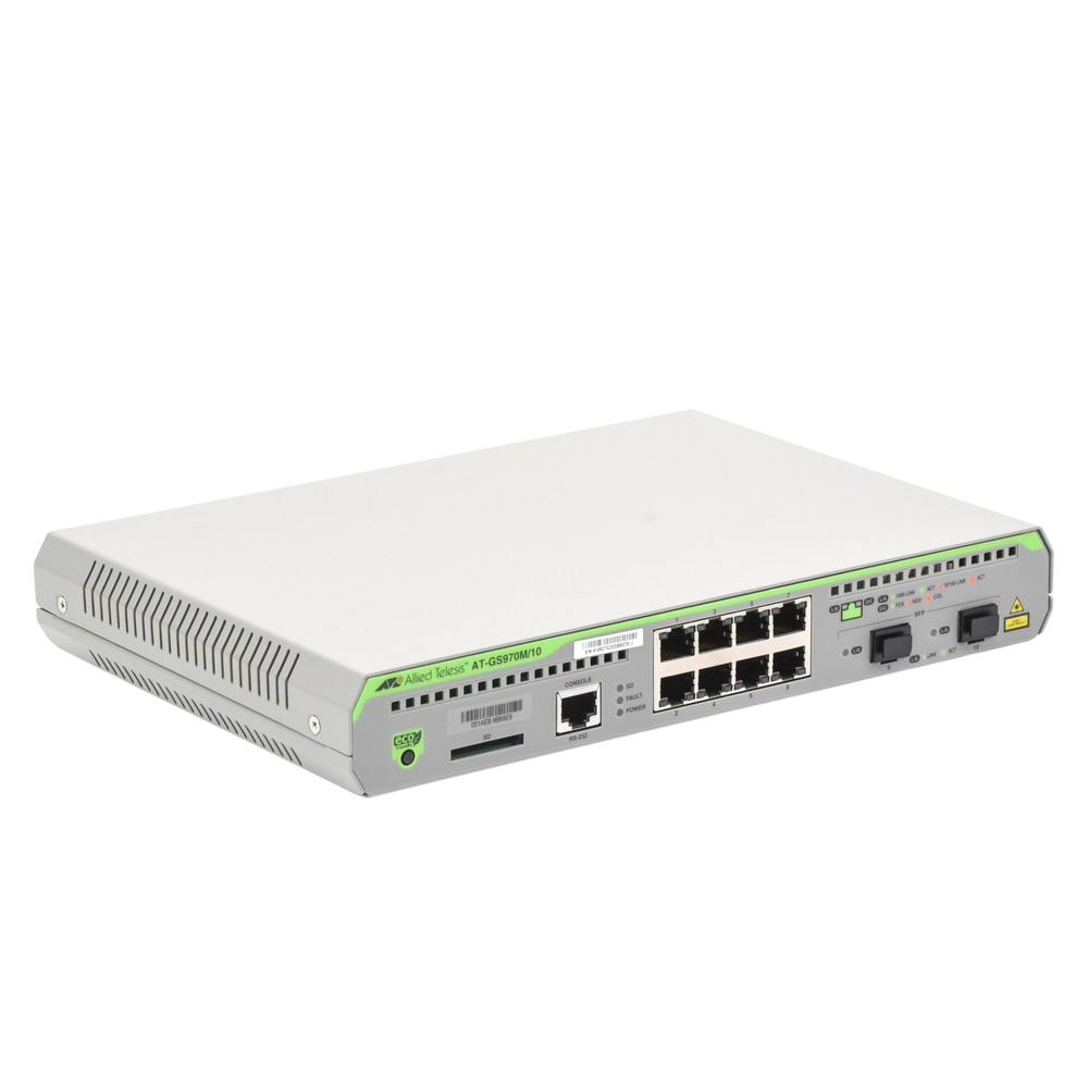 Switch Administrable Capa 3 / 8 Puertos RJ-45 10/100/1000 Mbps / 2 Puertos SFP Gigabit / 20 Gbps Switching Fabric / 1U Rack / 1.08 x | SIERRA STORE