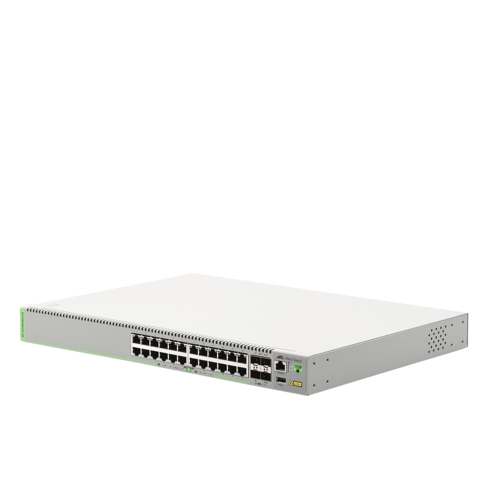 (GS980MX/28) Switch Stack L3, 24 puertos 10/100/1000-T, 4 Puertos SFP+ 10G, Fuente de poder fija | SIERRA STORE