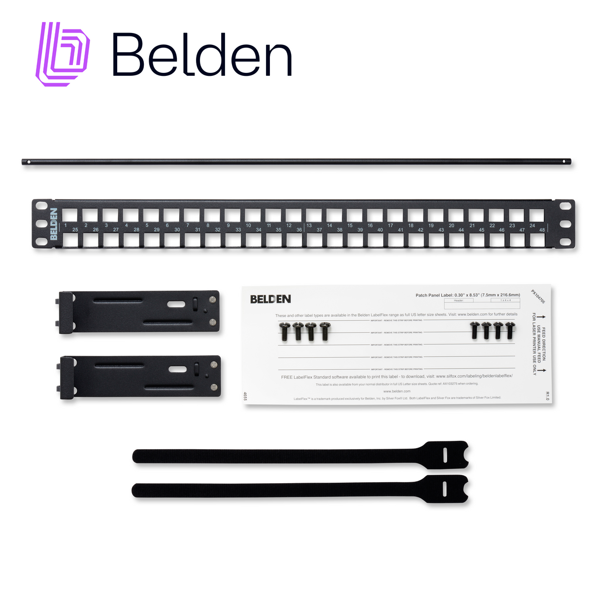 BELDEN - AX103121 - PATCH PANEL KEYCONNECT CAT6/CAT6A BELDEN AX103121 / NEGRO / 48 PUERTOS / 1UR / MODULAR/VACIO / PIEZA