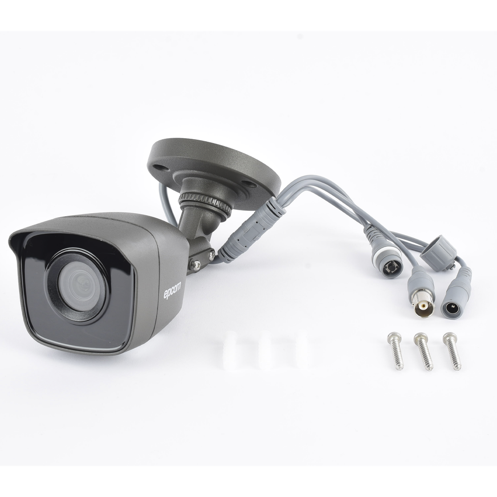 Bala TURBOHD 5 Megapíxel / Lente 2.8mm (85° de Visión) / Exterior IP66 / IR EXIR 20 mts / TVI-AHD-CVI-CVBS / Metal / Color Gris Oscuro | SIERRA STORE