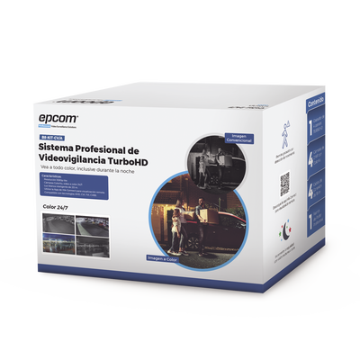 Kit TurboHD 1080p / DVR 4 Canales / 4 Cámaras Bala ColorVu con Microfono Integrado / Fuente de Poder / Accesorios de Insta...