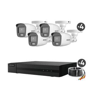 Kit TurboHD 1080p / DVR 4 Canales / 4 Cámaras Bala ColorVu con Microfono Integrado / Fuente de Poder / Accesorios de Insta...