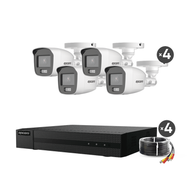 Kit TurboHD 1080p / DVR 4 Canales / 4 Cámaras Bala ColorVu con Microfono Integrado / Fuente de Poder / Accesorios de Insta...