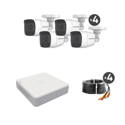 (MICRÓFONO Integrado) Kit TurboHD 1080p Lite / DVR 4 canales / Audio por Coaxitron / 4 Cámaras Bala de Metal con Micrófono...