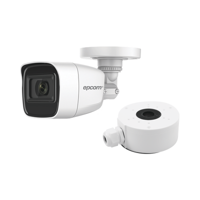 KIT DE CÁMARA + MONTAJE / Cámara Bala TURBOHD 2 Megapixel (1080p) / Gran Angular 106° / Lente 2.8 mm / 25 mts IR EXIR / Ex...