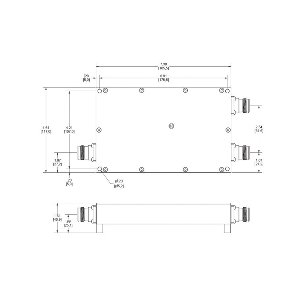 Diplexor de RF / 617-960MHz y 1695-2700MHz / 250W / IP67 / N-type y 4.3-10 / -161dBc PIM | SIERRA STORE