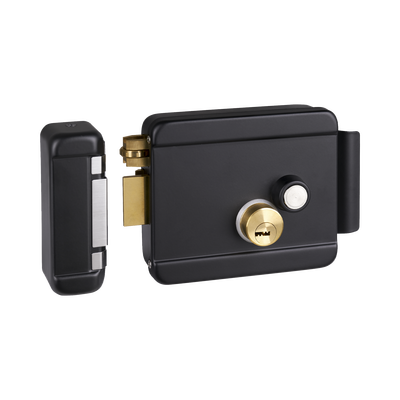 Cerradura Eléctrica con Botón de Salida / Incluye Llave  / Exterior / Izquierda / Color Negro - ACCESSPRO