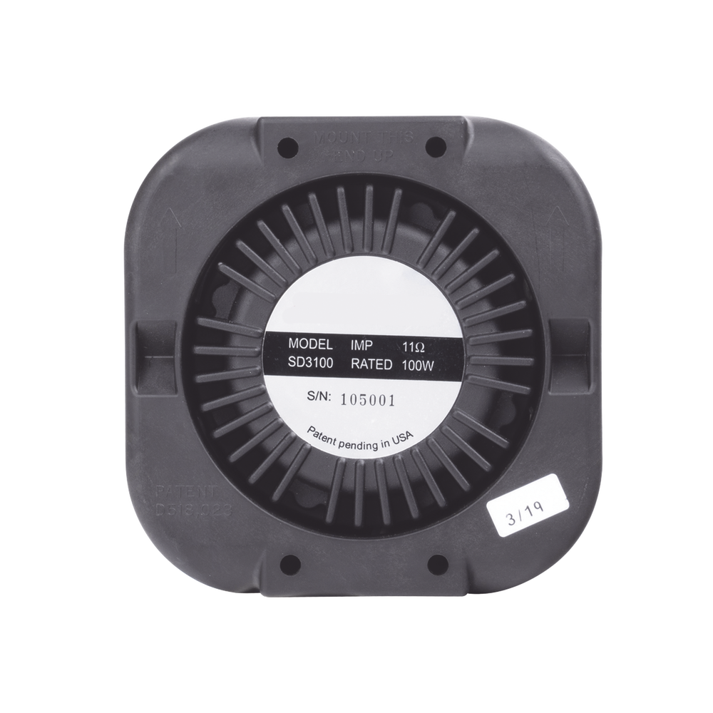 Bocina Compacta de Uso Rudo / 100 Watts / 11 Ohms / Montaje Universal / SAE J1849 / California Title 13 | SIERRA STORE