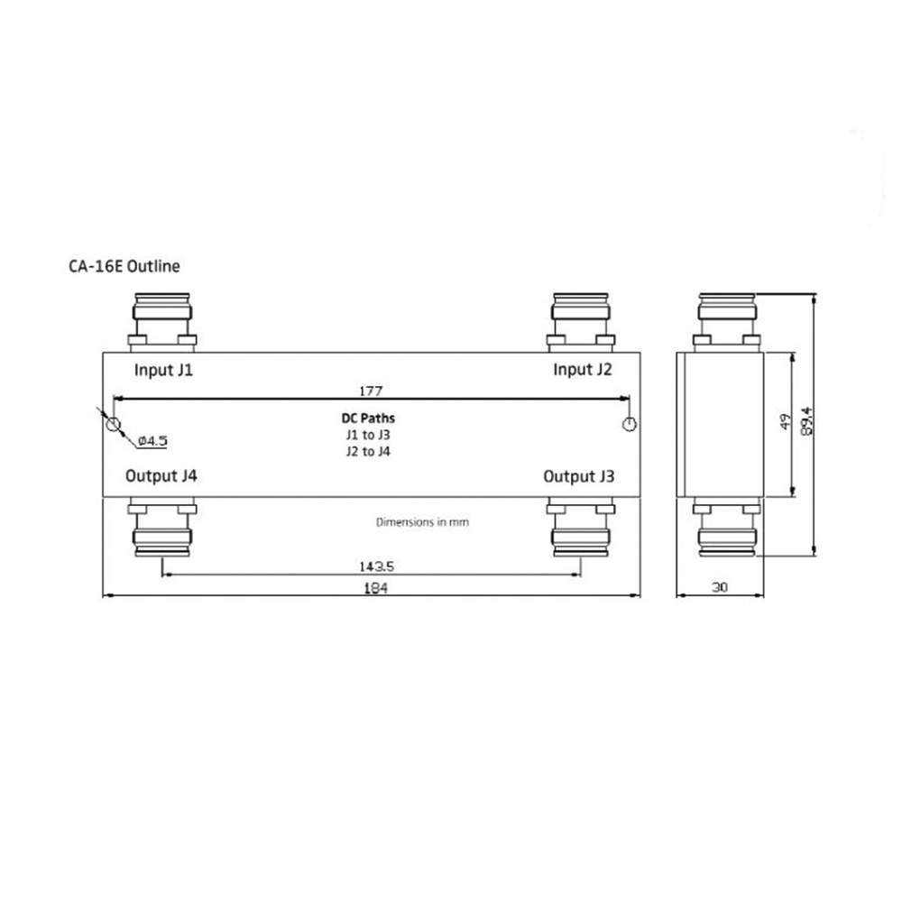 Acoplador Híbrido 2x2 / 350-2700 MHz / 200W / -161 dBc PIM / Conectores 4.3-10 / IP65 | SIERRA STORE