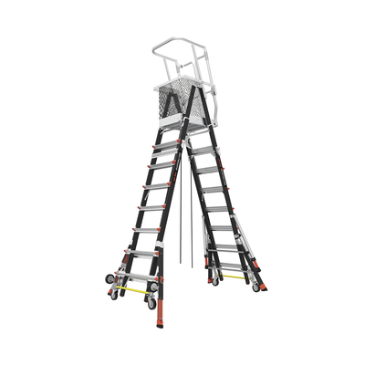 Escalera de Fibra de Vidrio  con Jaula de 8'-14' (2.44 - 4.27 m). Con Ajuste en Ruedas (RATCHET™ Leveler) (SKU:18515-817)....