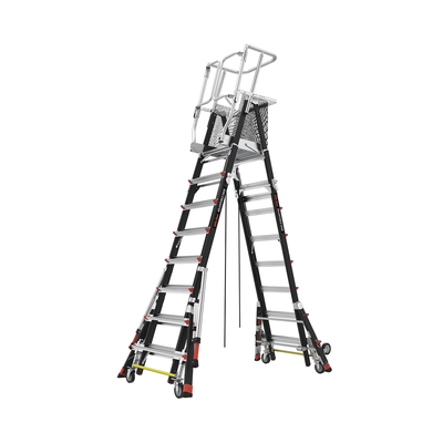 Escalera de Fibra de Vidrio  con Jaula de 8'-14' (2.44 - 4.27 m). Con Ajuste en Ruedas (RATCHET™ Leveler) (SKU:18515-817)....